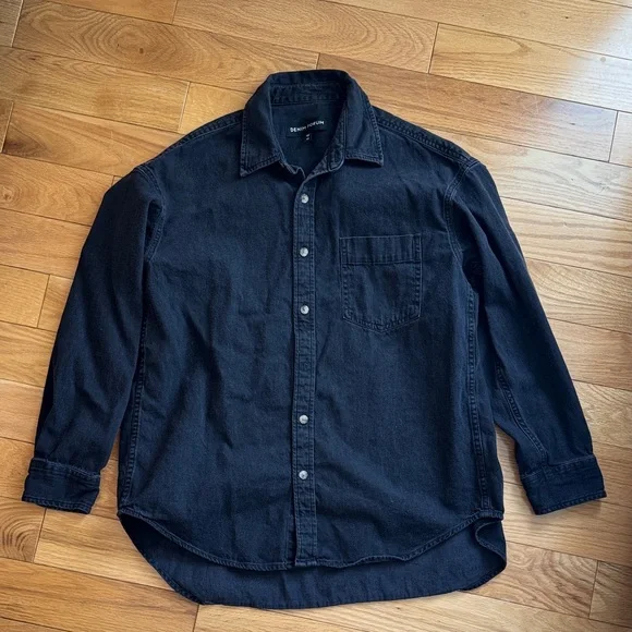 Aritzia Denim Forum The 80s Comfy Denim Shirt Black - Picture 1 of 4